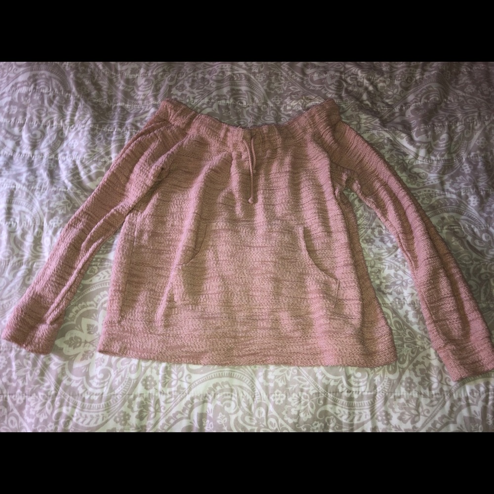 Shoulder less, blush pink shirt